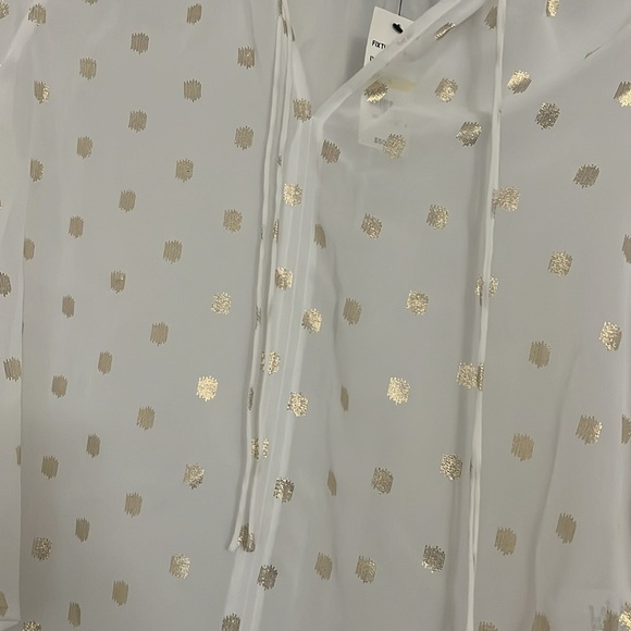 White and Gold Polka Dots Blouse NWT - Picture 2 of 2